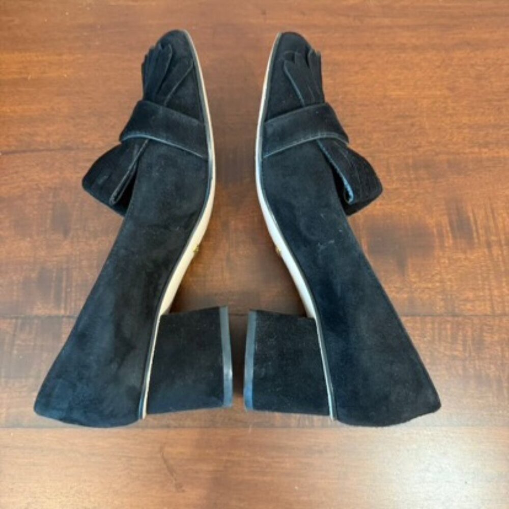 Gucci GG Marmont Fringe Loafer Pumps Black Suede Block Heel EU 37 - Picture 5 of 10